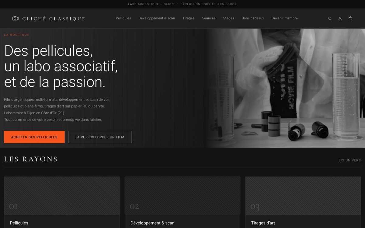 Page d'accueil du site Cliché Classique