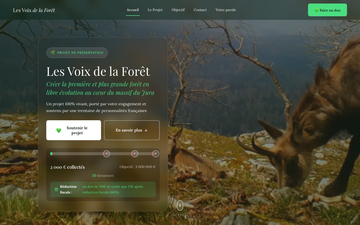 Page d'accueil du site Les Voix de la Forêt